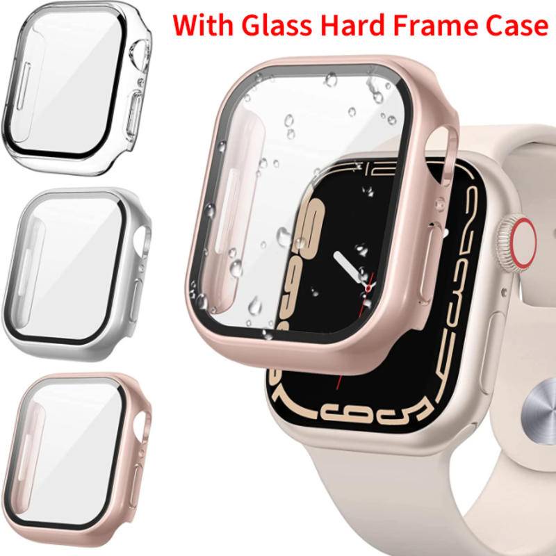 Case Pelindung Layar Tempered Glass Bumper Frame Untuk Apple Watch Seri 8 7 6 5 4 3 2 1 SE2 42mm 40mm 38mm 45mm 41mm 44mm