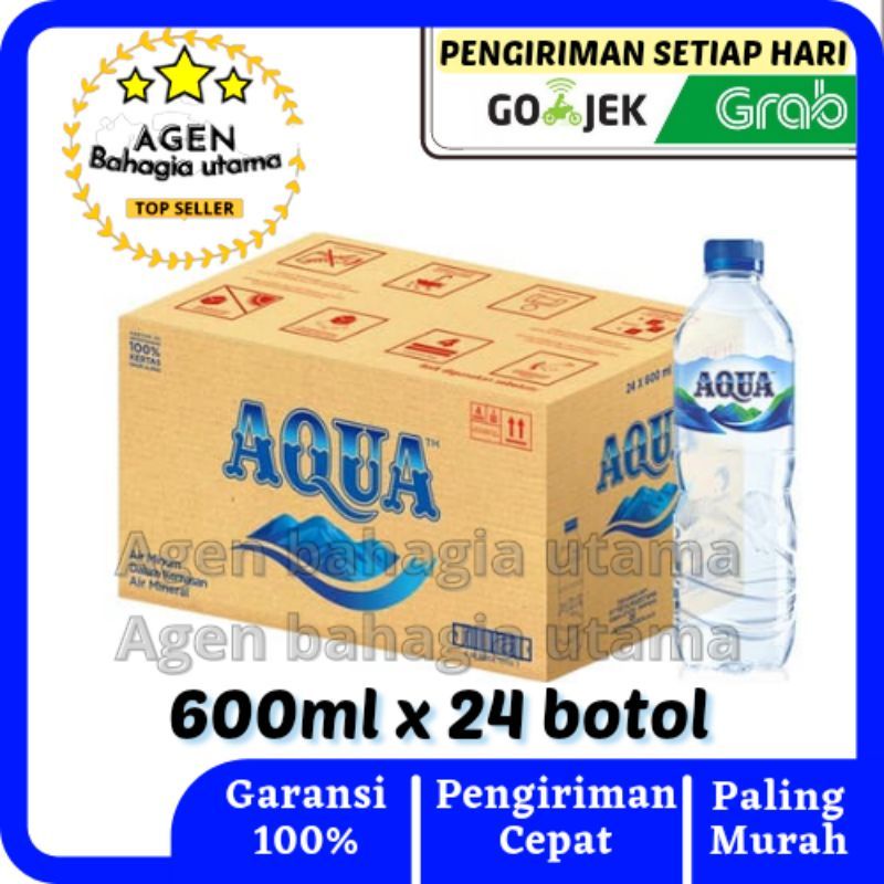 AIR MINERAL AQUA BOTOL 600ML 1 DUS ISI 24 PCS