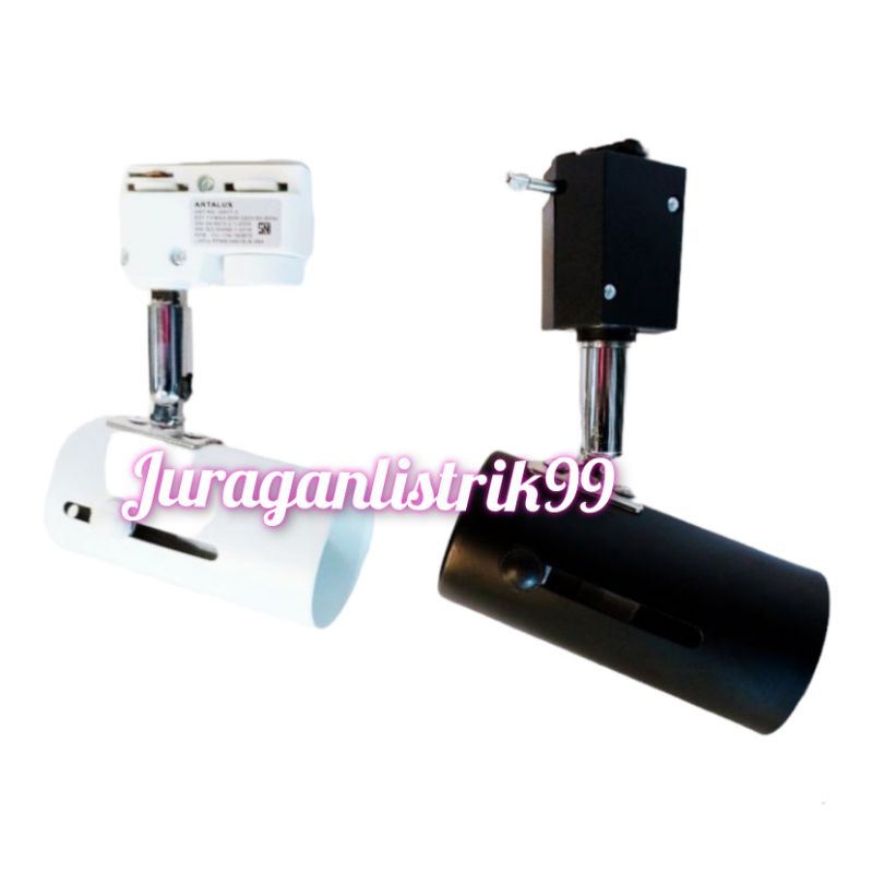 KAP LAMPU SOROT REL TRACK E27 / FITTING SOROT REL HITAM PUTIH E27