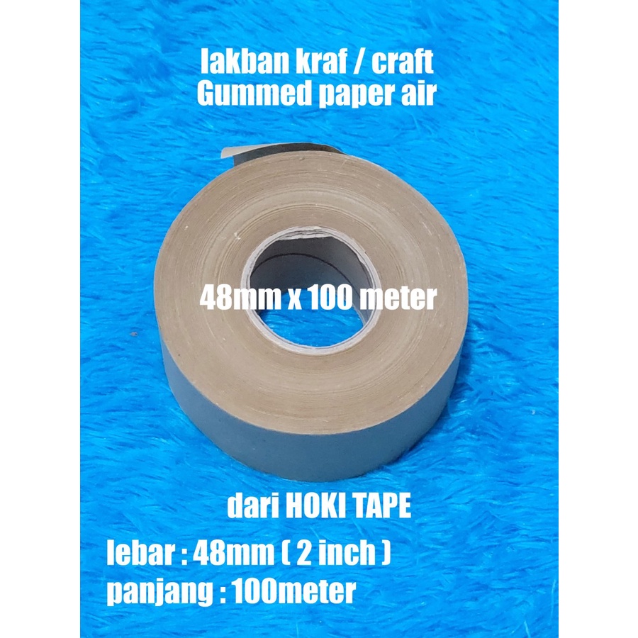 Lakban kraft air 48mm x 100M Gummed paper craft HOKI TAPE Eco Friendly