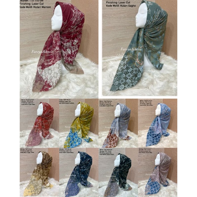 Hijab VOAL PREMIUM Motif 11 Jilbab Segiempat Motif Laser Cut