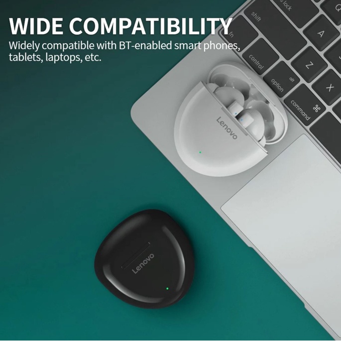 Lenovo TWS Earphone True Wireless Bluetooth 5.0 with Charging Dock - HT06 - White