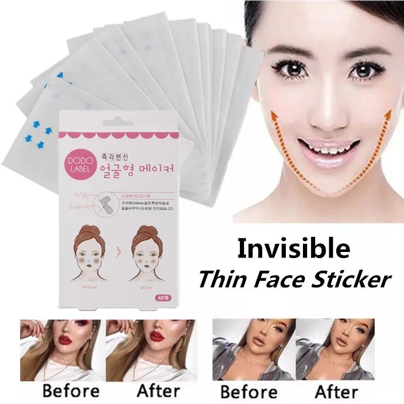 40PCS STICKER PENIRUS WAJAH PEMBENTUK V SHAPE WAJAH TIRUS TIPIS INVICIBLE PEMBENTUK WAJAH KENDUR PENGANGKAT DAGU