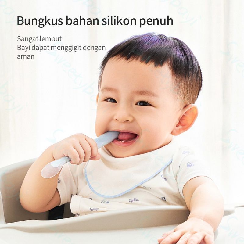 Sendok Makan Bayi Silicone Bahan Lembut dan Kenyal Aman untuk Gusi dan Gigi