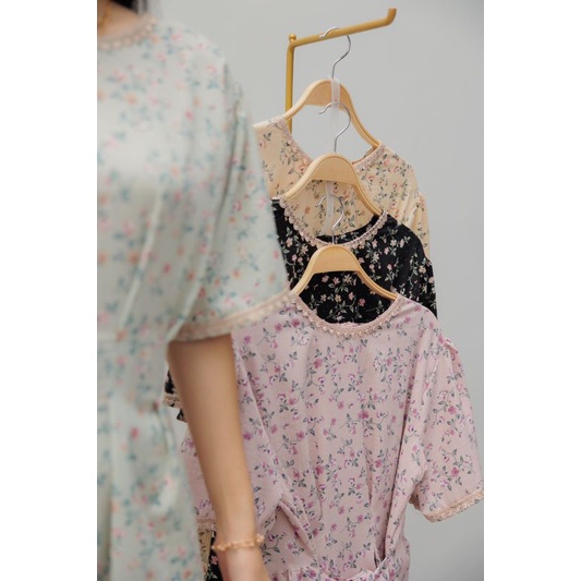 AYUMA DRESS FLOWER / DRESS WANITA CRINCLE