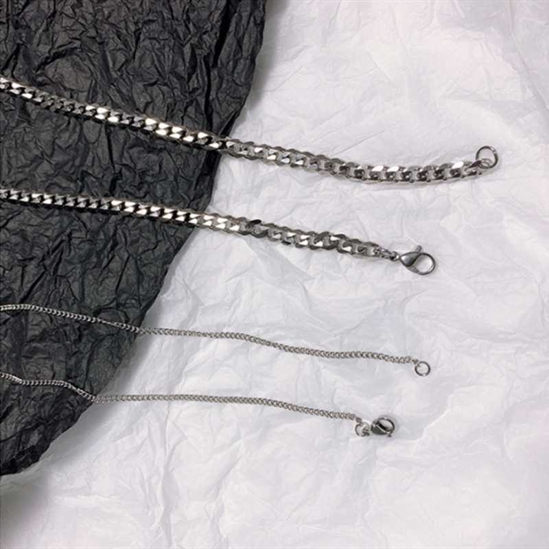 2pcs / set Kalung Rantai Overlapping Gaya Punk Hip-hop Korea Untuk Pria Dan Wanita