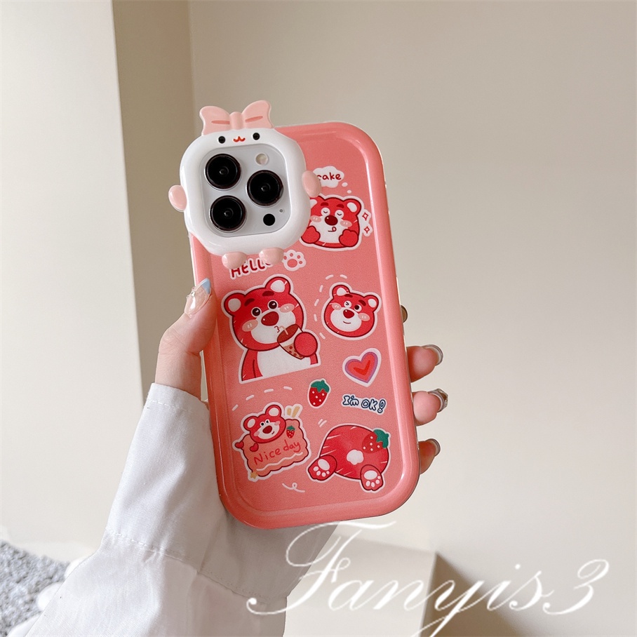 Realme C53 10 C35 C31 C30 C25Y C21Y C25 C15 C12 C11 C21 C20 C17 C3 Realme 9i 7i 6i 5i 5s 5 Narzo 50A 50i Prime Soft Case Desain Kartun Beruang Monster Strawberry Untuk