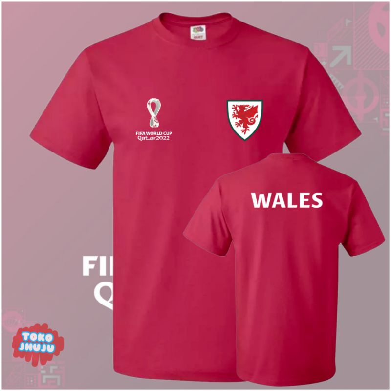 Baju Kaos Piala Dunia World Cup 2022 Tim Wales DEPAN BELAKANG