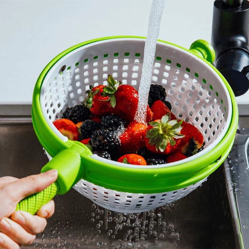 1 Pcs Home Kitchen Vegetable Washing Tool Rotary Drainer Dryer Creative Modern Wind Washing Vegetable Water Filter Basket for Kitchen Tools