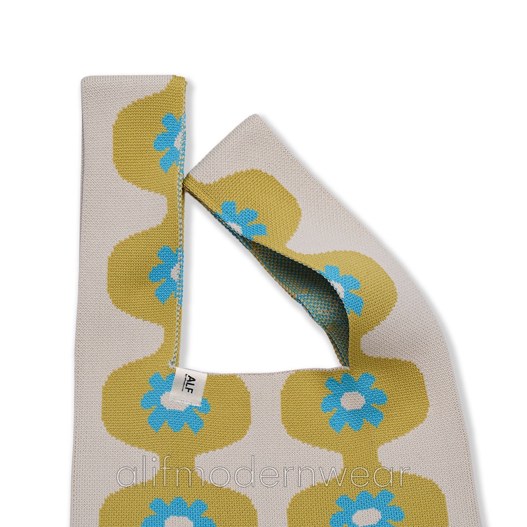 ALIF TAS BELANJA RAJUT POPPIN KNIT GROCERY BAG - BELMONT MOSS ( KB-016 )