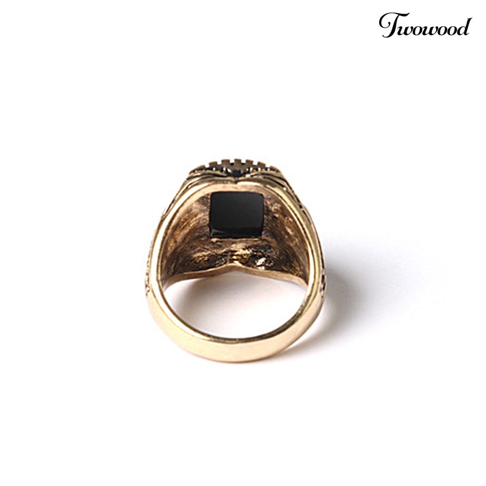 Cincin Bahan Alloy Motif Ukir Gaya Retro Untuk Pria