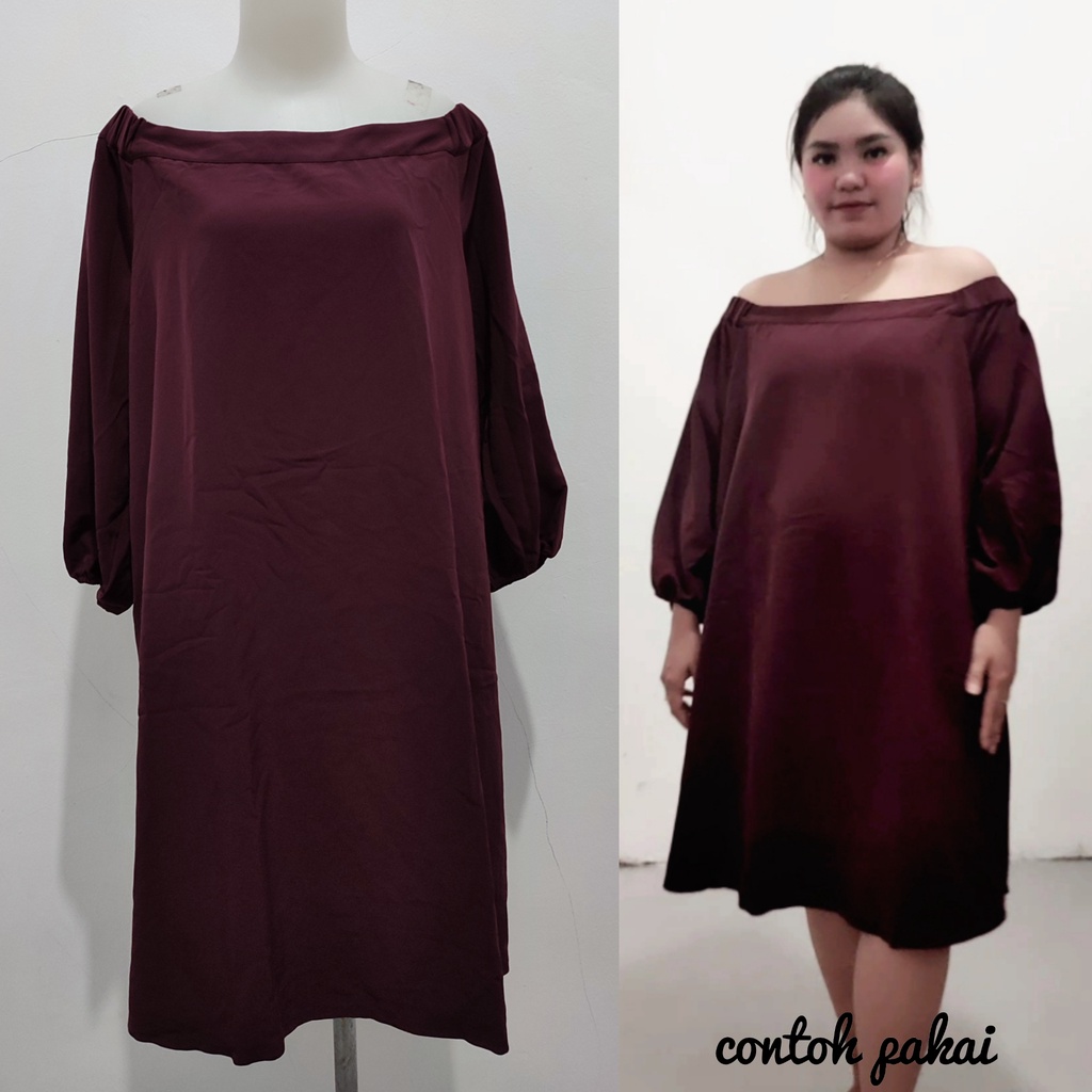 dress bigsize maroon, dress off shoulder, dress jumbo, dress bigsize, ld110, ld120, ld130, ld140, dr