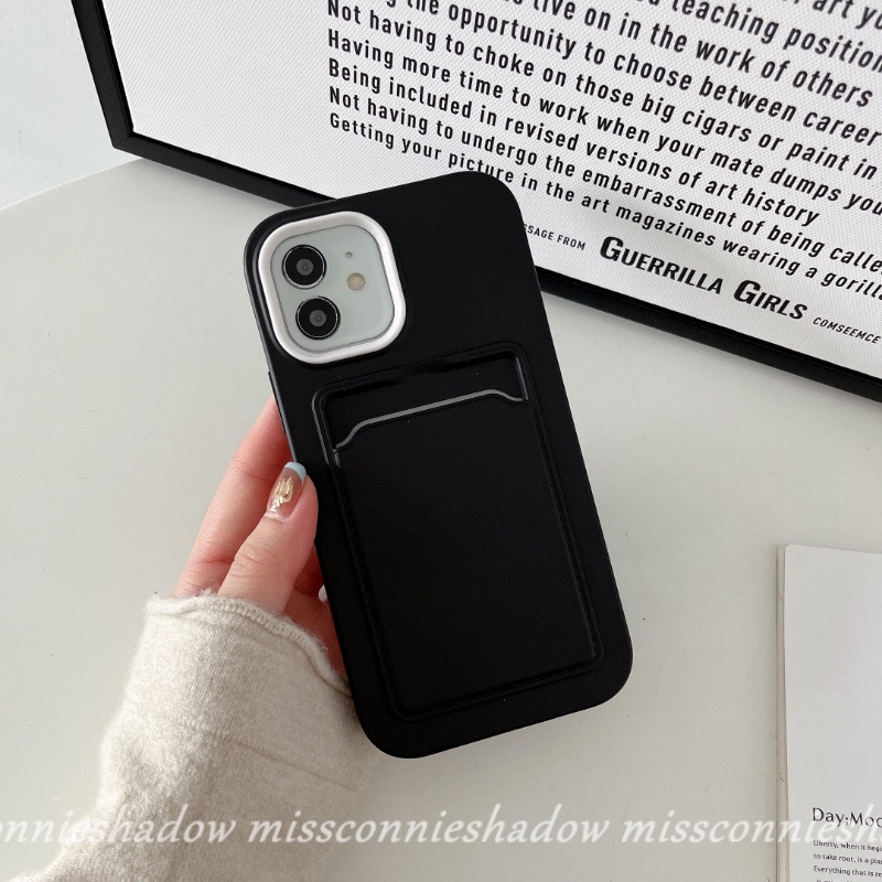 3in1 Soft Case Silikon Warna Permen Macaron Dengan Slot Kartu Untuk iPhone 11 12 13 14 Pro MAX 6 6S 7 8 Plus XR X XS MAX SE 2020