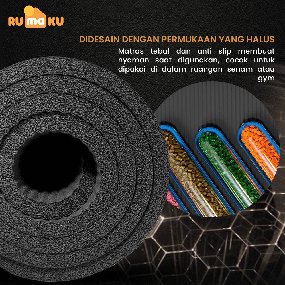 Rumaku Yoga Mat Anti Slip NBR Matras Yoga Tebal 10mm Alas Olahraga Karpet Senam Gym Yoga Fitness