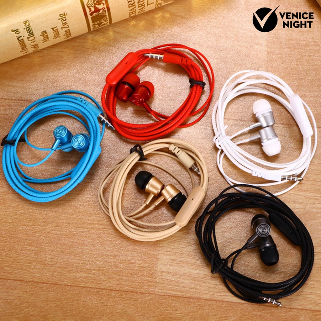 (VNEP) (Berkabel) Headset Musik In-Ear Universal Earphone Ponsel dengan Mikrofon Kontrol Saluran