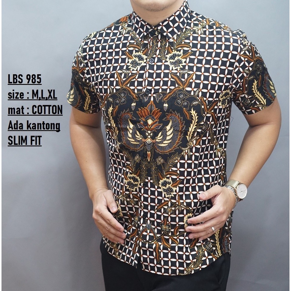 Baju Batik Pria Slimfit Kemeja Lengan Pendek Slim Fit LBS 985