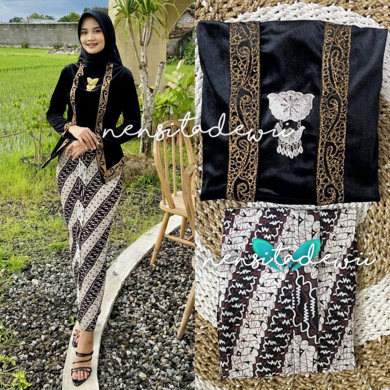 [1 SET] Kebaya Bordir + Rok Plisket / Model Ajeng, Kd : DHT02/PRS