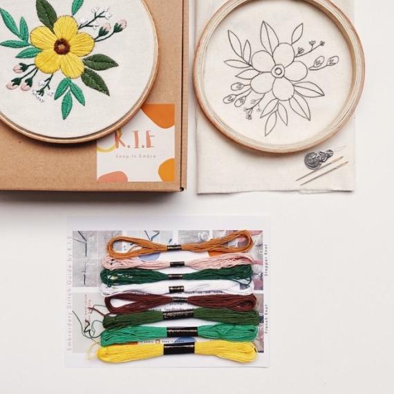 EMBROIDERY KIT PACKAGE FLOWER / Paket kit menyulam pemula
