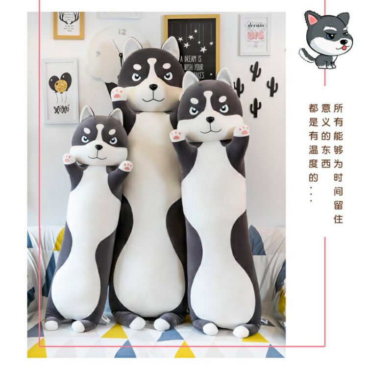 Jumbo 110 Cm  Boneka Bantal Guling Anjing Dog Husky Lucu.