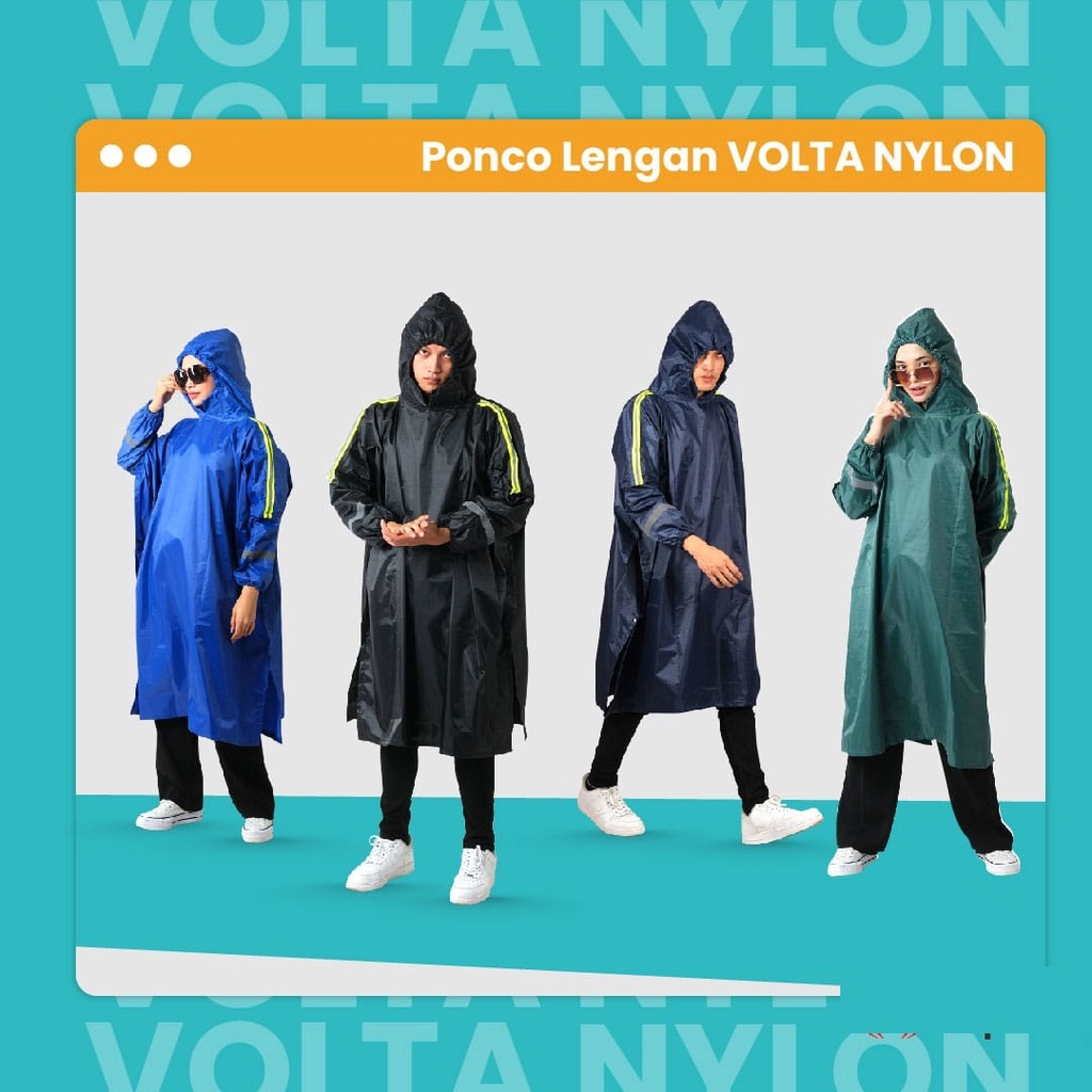 Jas Hujan ponco Volta Nylon bahan  Parasut Nylon Tebal Poncho Lengan Spin Cakep kawula muda ada skotlek