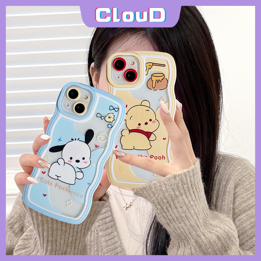 Wavy Edge Kartun Winnie The Pooh Case Redmi Note9 9s 9pro 11 11s 10s 10 Note 11 10 Pro Max Plus Note 11 Note8 Redmi A1 10C 9T 9 10A 10 9A 9C NFC Lucu Pochacco Soft Tpu Cover