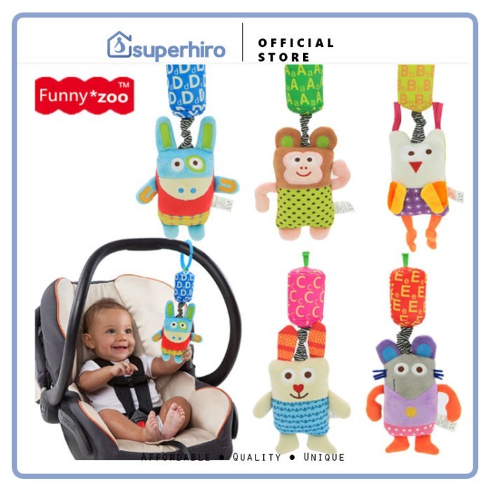 Funny Zoo Boneka Rattle Gantung Mainan Kereta Anak Bayi Kerincing