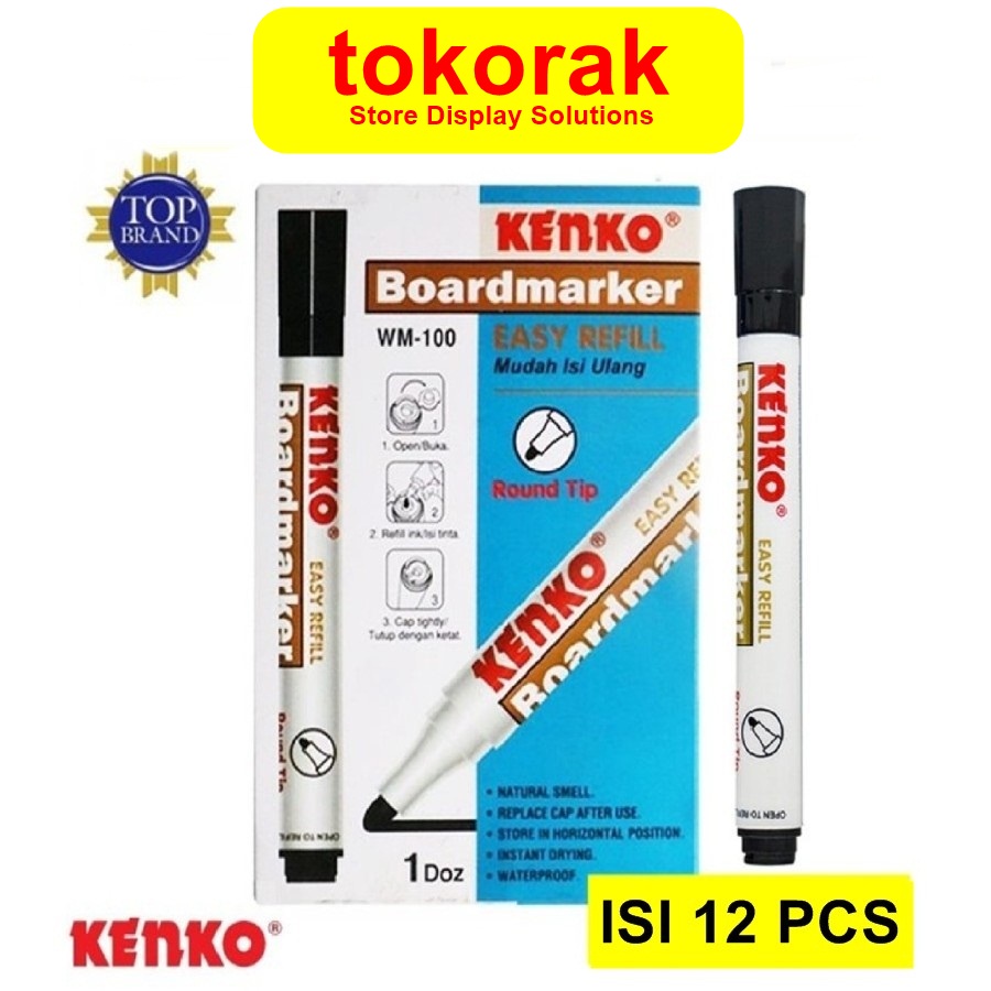 SPIDOL BOARDMARKER WM100 ISI 12 PCS KENKO - PAPAN TULIS - WHITEBOARD