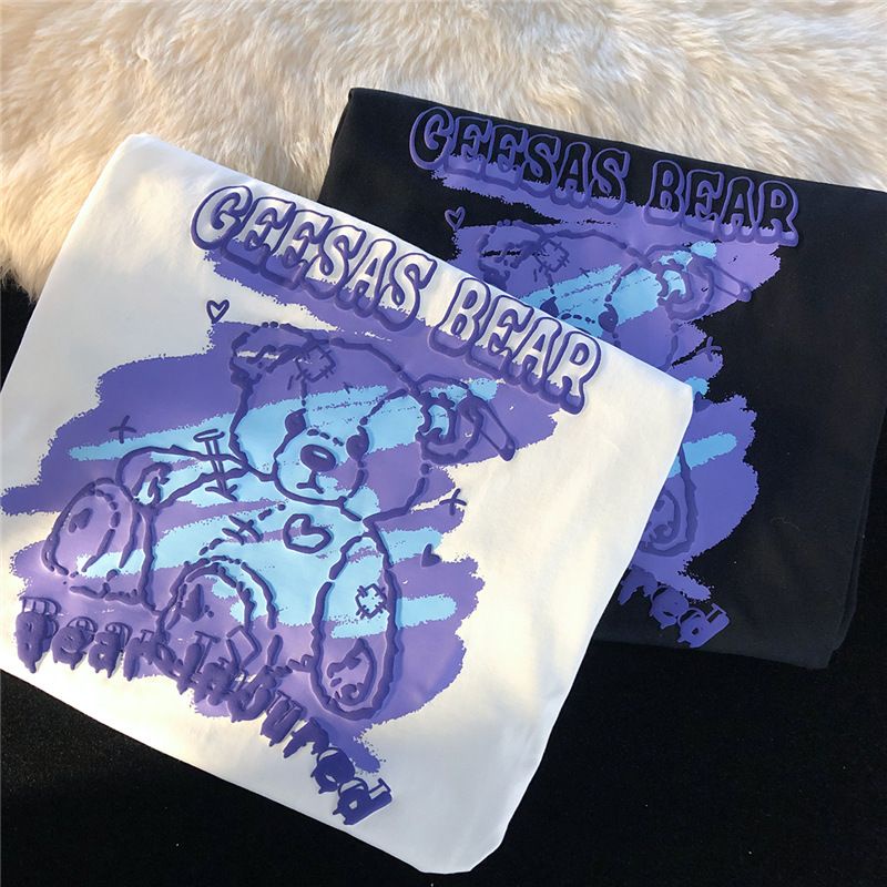 [littlecrab] Kaos Oversize Geesas Bear Injured Beruang Ungu Biru Terluka Paku Simple Sablon Berkualitas T-shirt Couple Unisex Playful Unik Aesthetic Street Korean Style