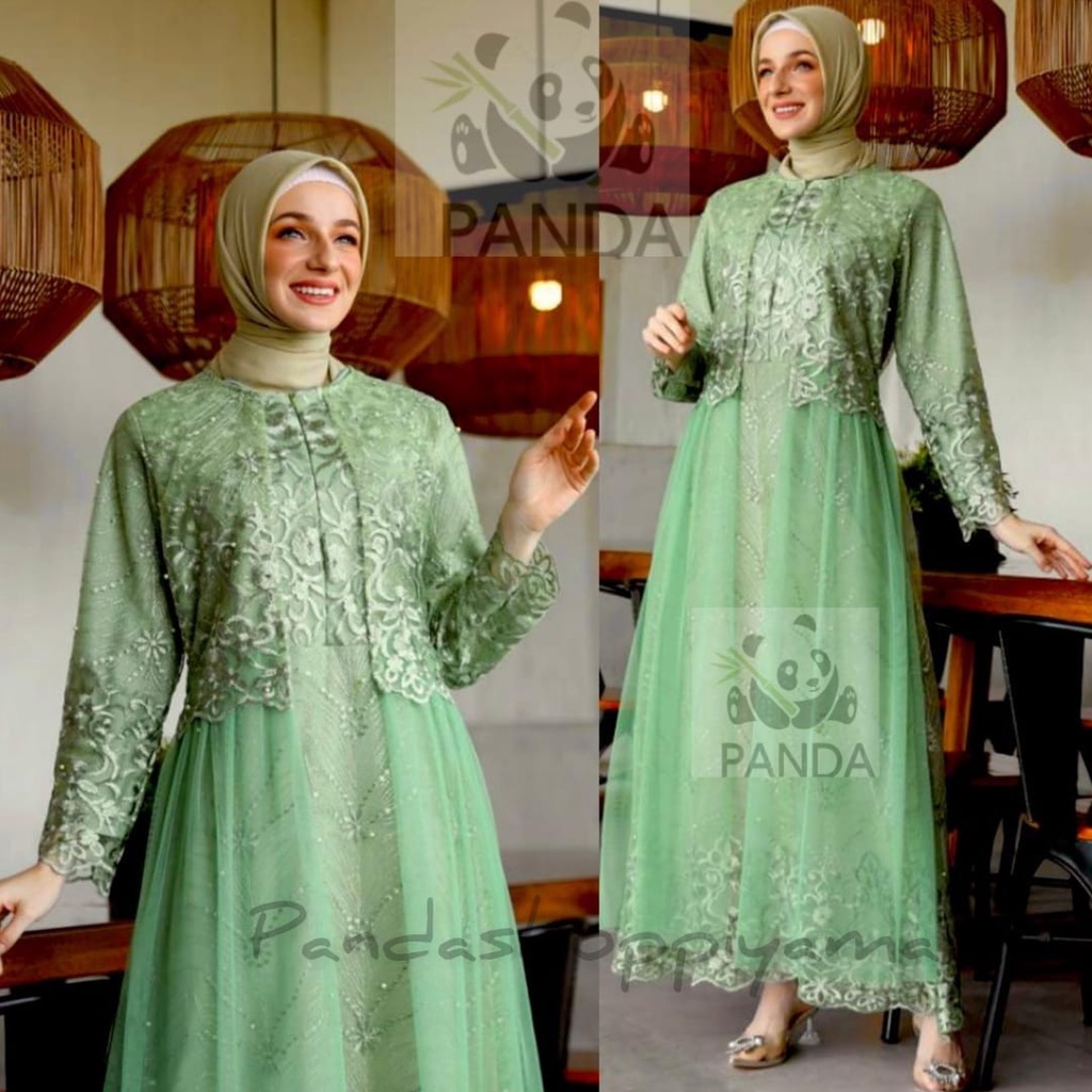 Gamis Mirasea Busui Friendly / Gamis Brukat Kondangan Premium / Gamis Kondangan Tile Mutiara / Long Dress Mewah Elegan