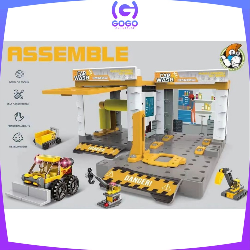 GOGO-M217 Mainan Mobil Mobilan Car Wash DIY Mobil Pemadam Kebakaran Mainan Bongkar Pasang Anak Dengan Obeng Mobil Polisi / Mobil Balap / Mobil Militer / Mobil Konstruksi