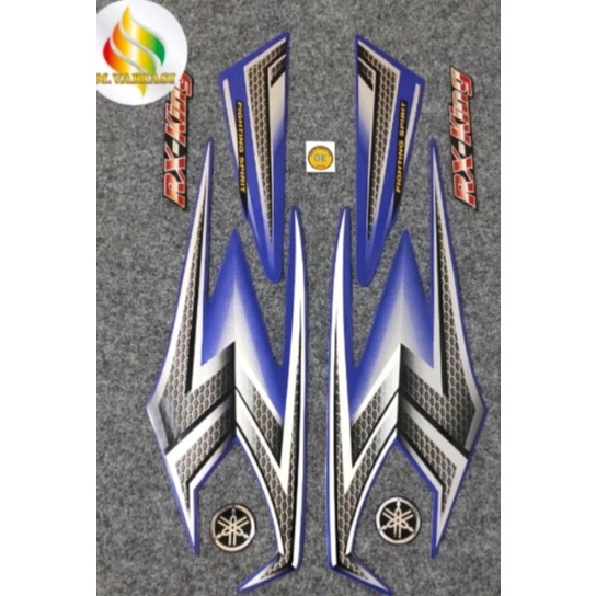 stiker striping RX-king tahun 2004 warna biru set emblem