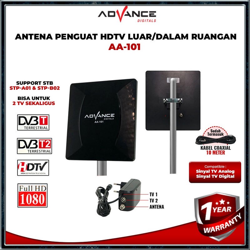 Antena Digital Analog Indoor Outdoor Advance AA-101 Dalam Luar Ruangan-cocok untuk STB