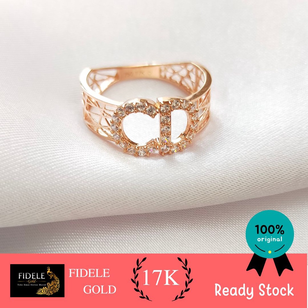 Cincin diamond look Emas Asli kadar 750 cincin diamond look emas kuning kadar tua CD