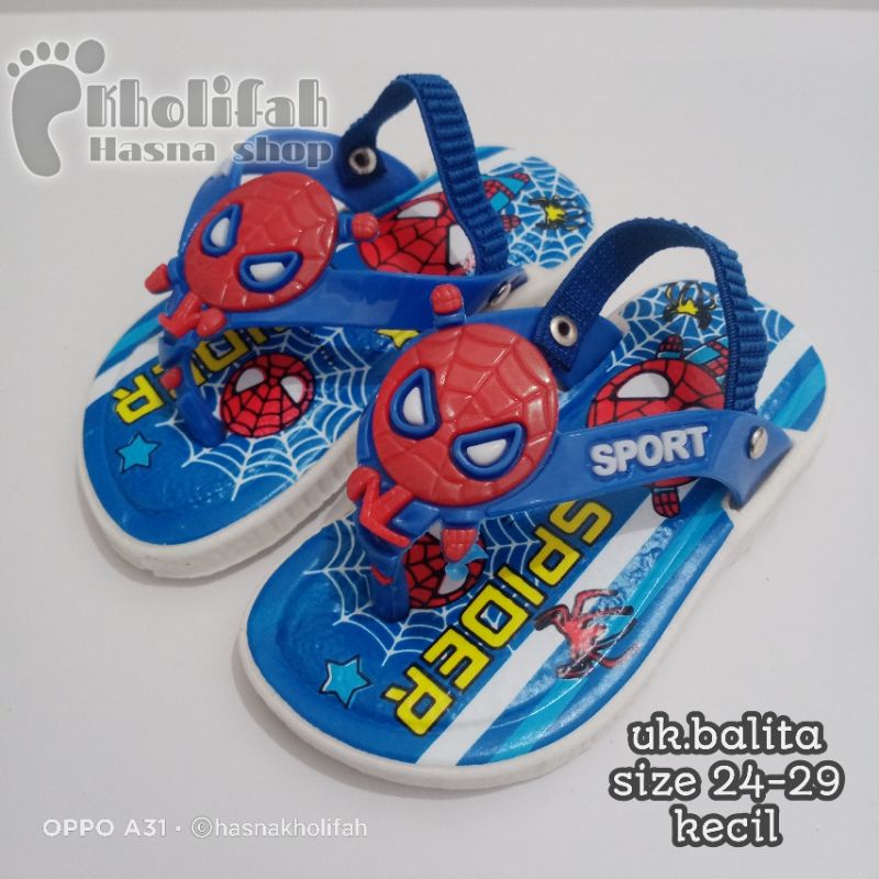 sandal bayi bunyi cit-cit karakter Spiderman/Doraemon lucu murah