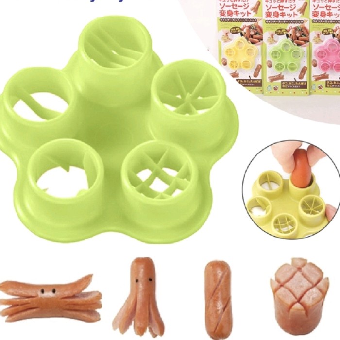 Set Cetakan Alat Pemotong Sosis 5 in 1 Hot Dog Sausage Cutter Bento