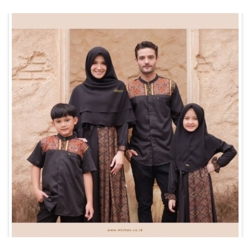 Baju Muslim Seragam Keluarga Baju Batik Keluarga Warna Hitam Sasy Etnik Michan Sarimbit Batik Keluar
