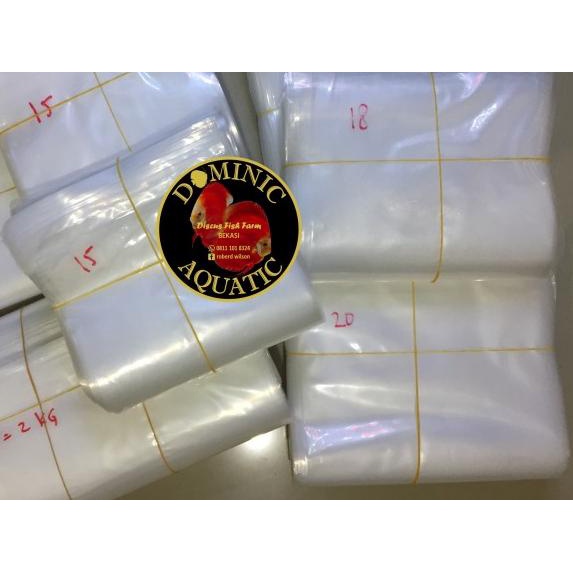 PLASTIK PACKING BUNGKUS IKAN DISCUS KOI LOUHAN TEBAL 0.8MM - 22 cm x 55 cm