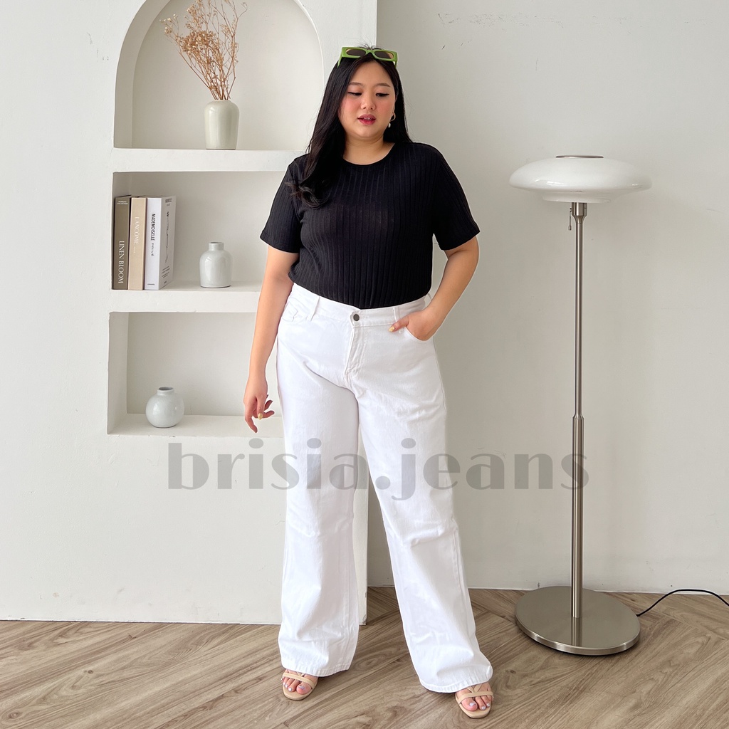 [SIZE 34-38] WENDY Boyfriend Jeans JUMBO - WHITE / BIGSIZE