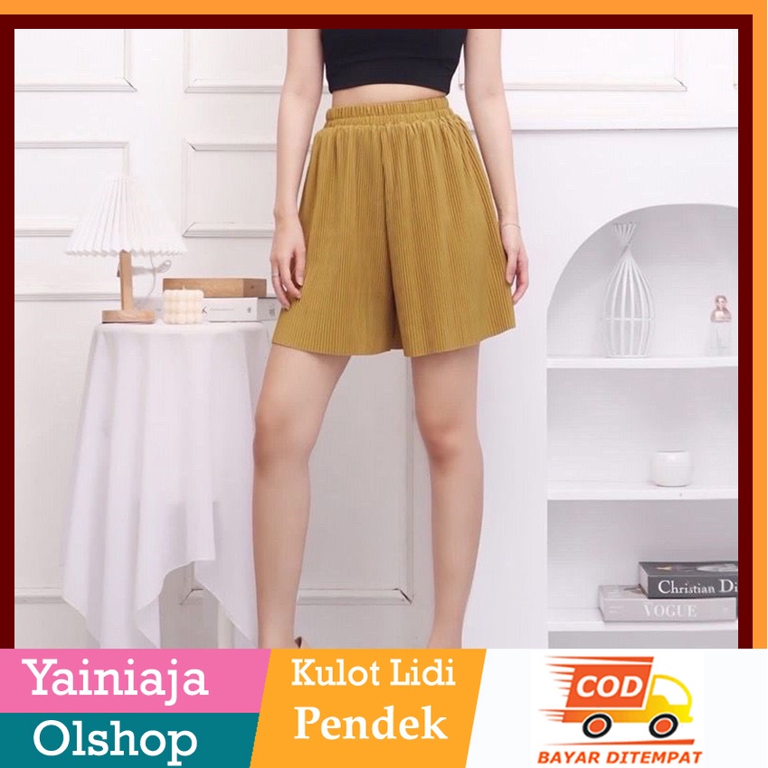 Kulot Pendek Plisket Hot Pants Plisket