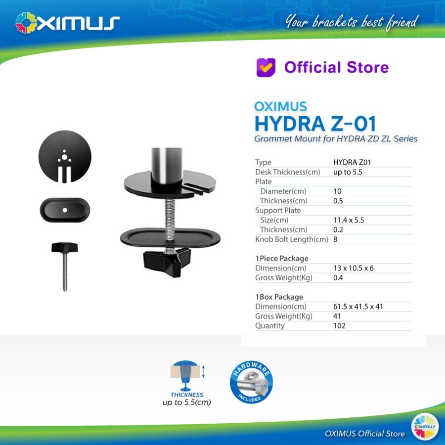 Bracket Part Grommet Desk Mount For ZD / ZL Series OXIMUS Z01