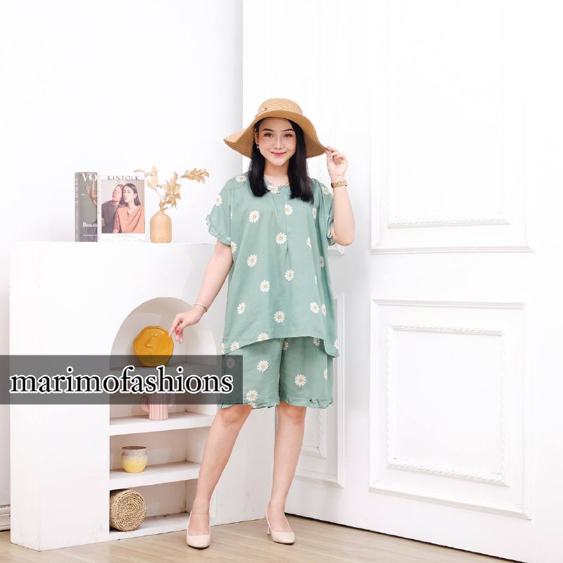 MINI SET Setelan Wanita Rufle Baju Tidur Rayon Kekinian marimofashions