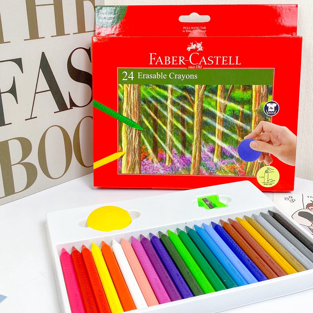 

ERASABLE CRAYON FABER CASTELL 24 PCS / FABER CASTELL ORIGINAL 24 COLOR ERASABLE CRAYON / KRAYON BISA DIHAPUS WARNA WARNI ALAT LUKIS UNIK