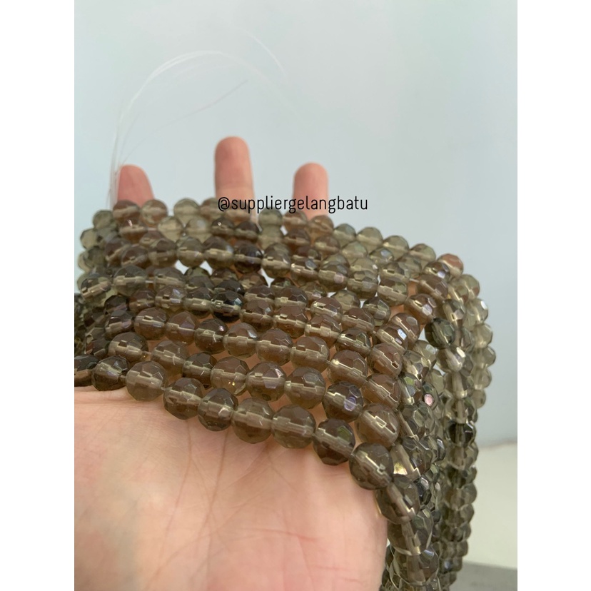 kristal bola dunia cutting 10mm SMOKY QUARTZ COKLAT bening ceko bulat