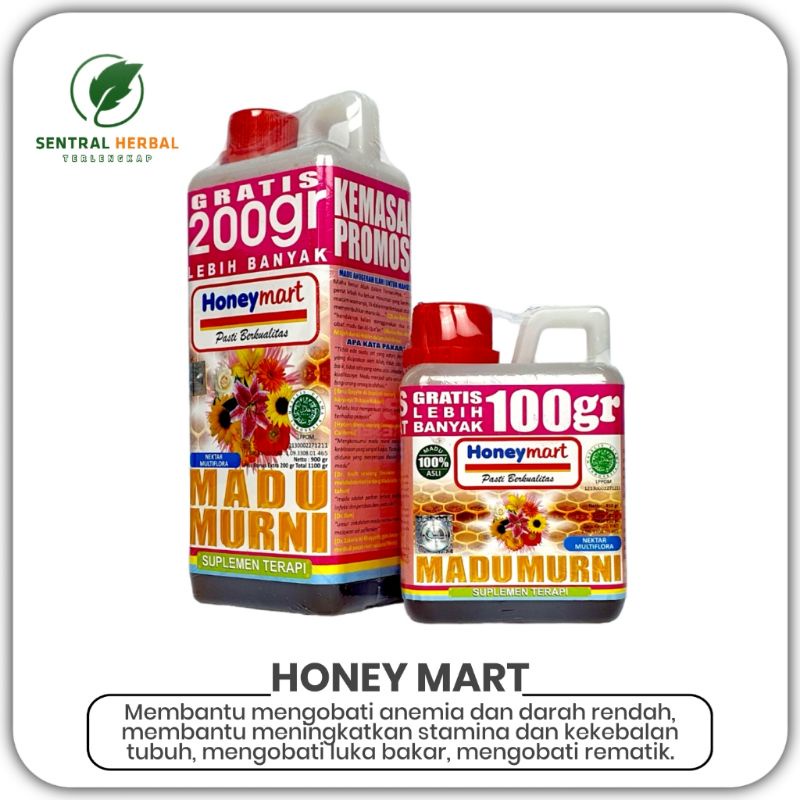 

Madu Murni Honey Mart Nektar Multiflora Suplemen Terapi Berat Isi 550 Gram & 1100 Gram