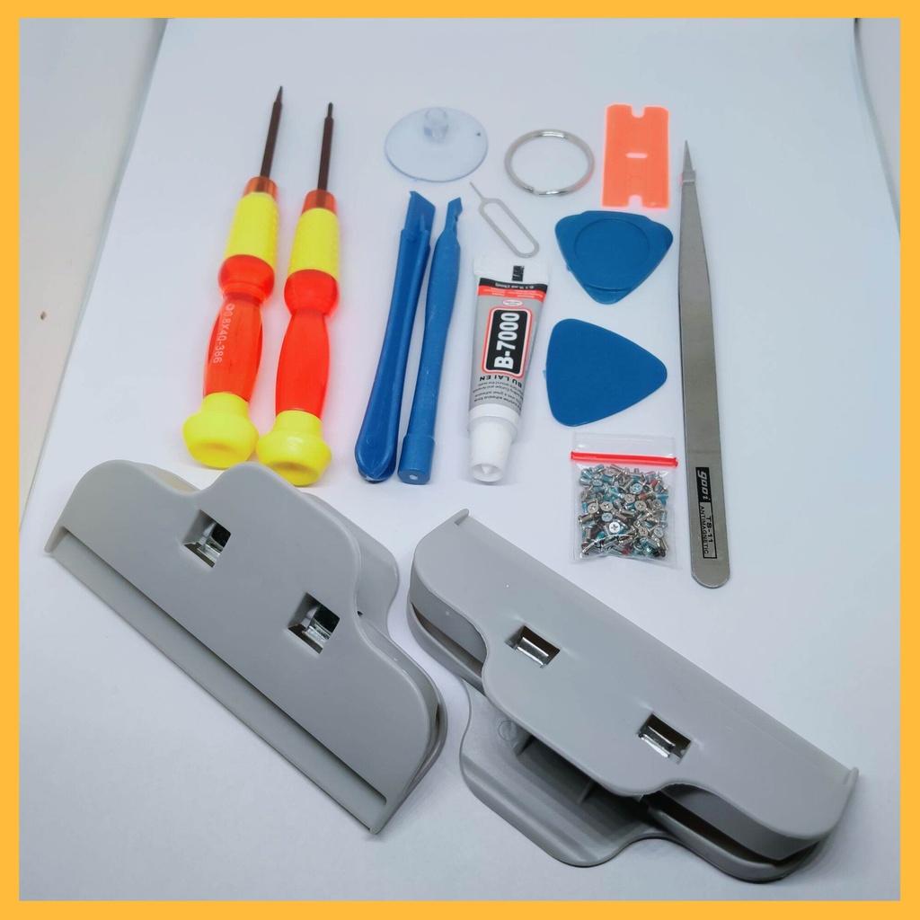 PAKET LENGKAP Obeng 10 in1 Plus Lem Lcd B7000 3ml Bening Plus Penjepit Lcd Plus Baut Hp Universal Ob