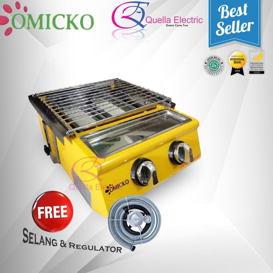 Harga Bersahabat MURAH  KOMPOR PANGGANG SOSIS / AYAM / JAGUNG 2 TUNGKU OMICKO+PAKET SELANG REGULATOR