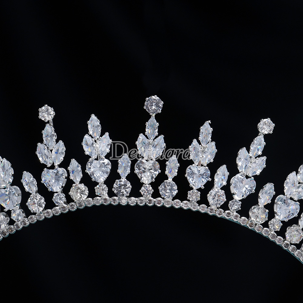 Mahkota Tiara Hias Kristal Zircon Mewah Untuk Aksesoris Rambut Pengantin Wanita