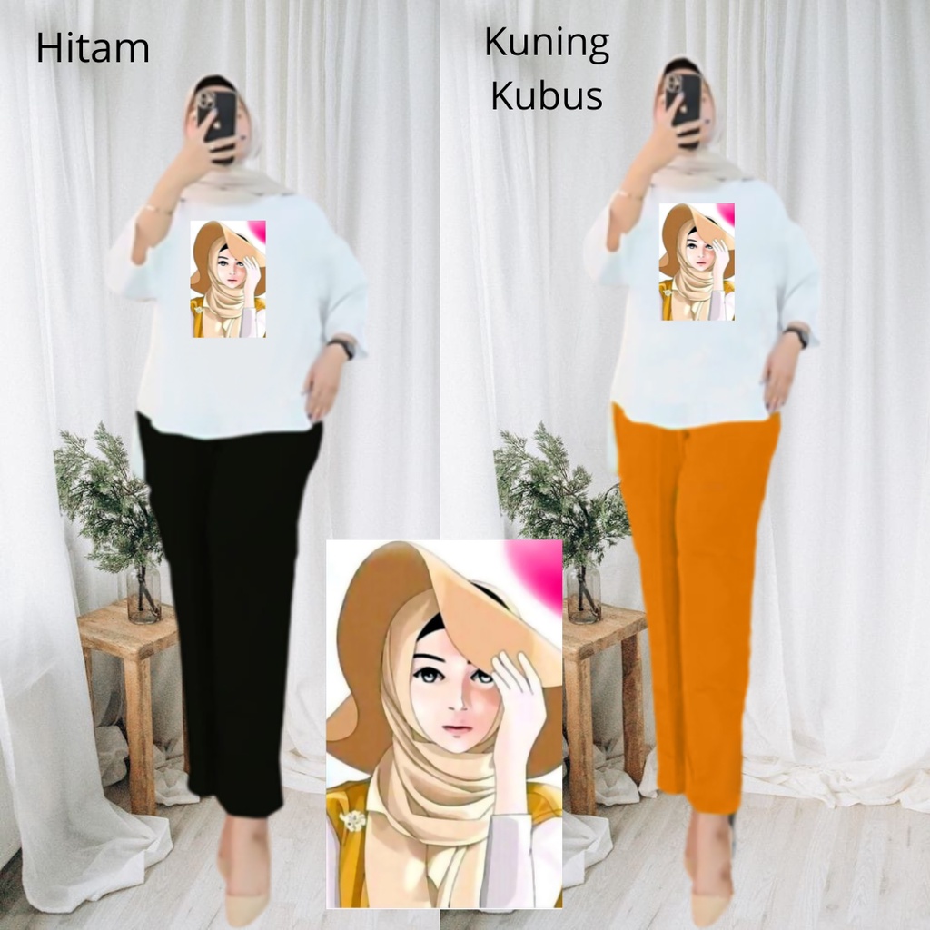 Setelan Tunik Muslim Hijab Topi Pandora / Blouse Wanita Kombinasi