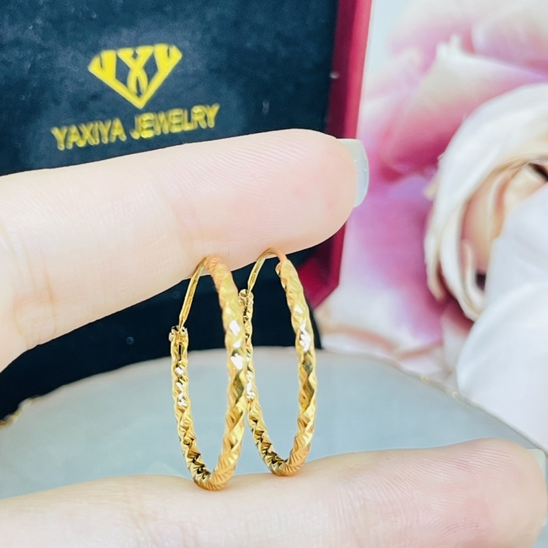 Anting gipsi motif emas yaxiya dewasa 25mm