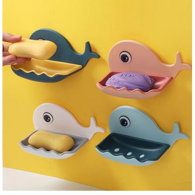 Tempat Wadah Sabun Batang Balok Padat Batangan Bentuk Paus Tempel  / Soap Holder Whale Shape [MF]